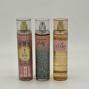 Bath & Body Works Bubbly Rose, Life of the Party,  In The Stars Body Spray NWT